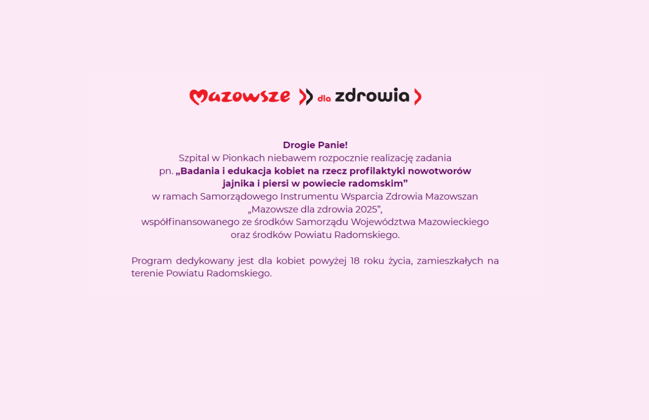 Bezpłatny program profilaktyki nowotworowej dla kobiet z Powiatu Radomskiego